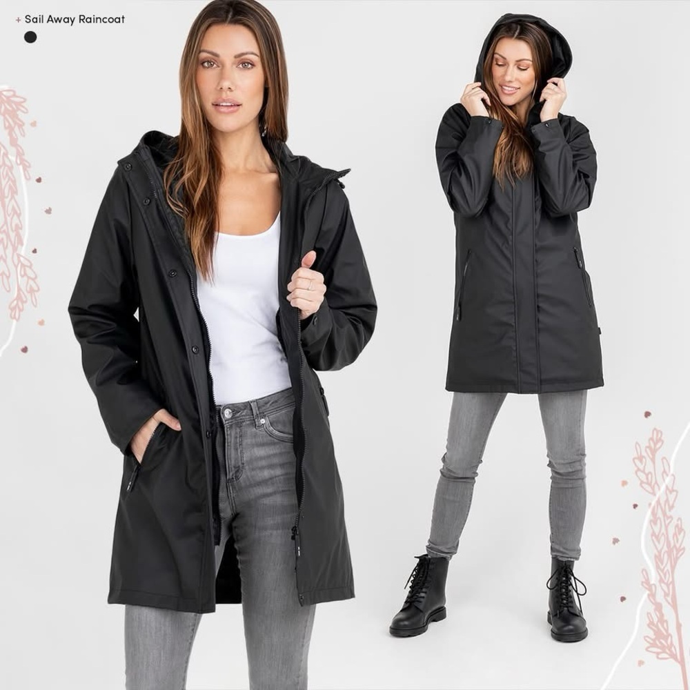 Noisy May Black Hooded Raincoat